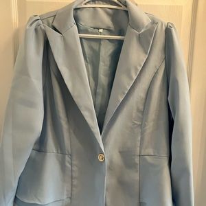 Pale blue jacket with peplum